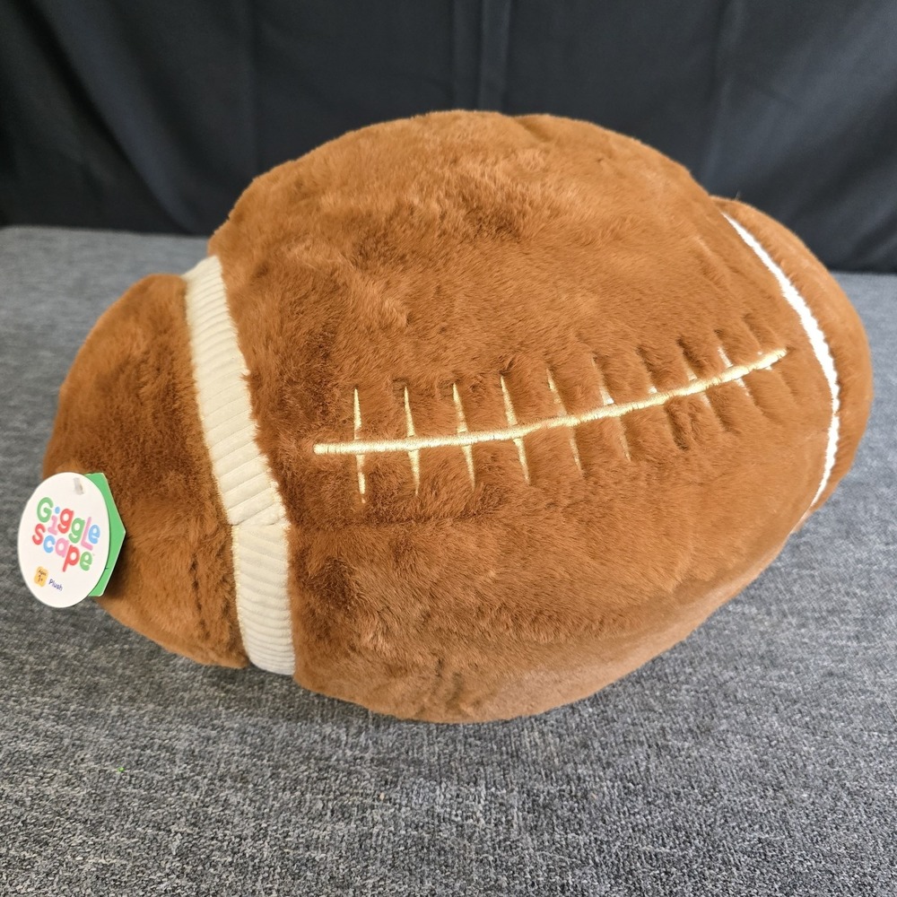 Gigglescape Large Football Stuffed Plush 18 inch Pillow Brown White 086-13-2400